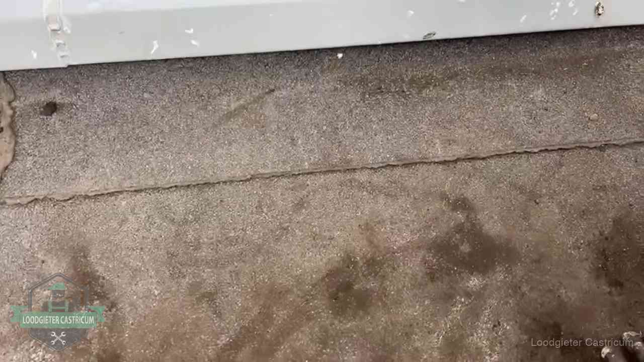 Vochtplekken bij de naad van een plat dak na aanhoudende regen in Castricum